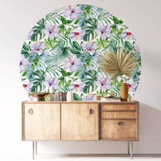 Round / Circle Wall Sticker - Floral pattern