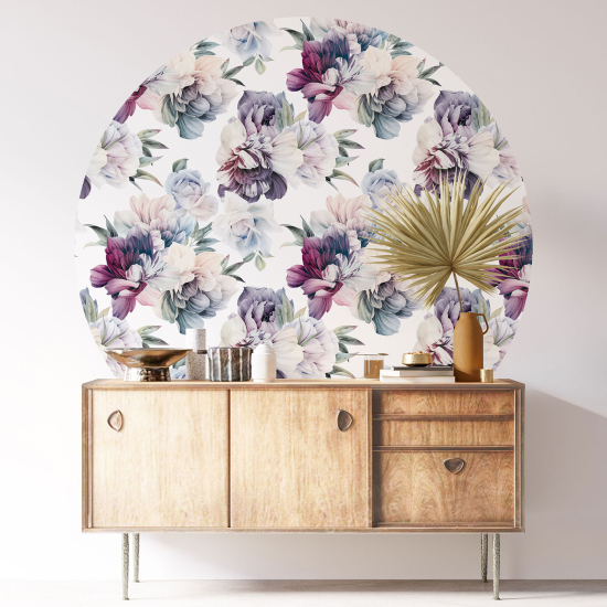 Round / Circle Wall Sticker - Floral pattern