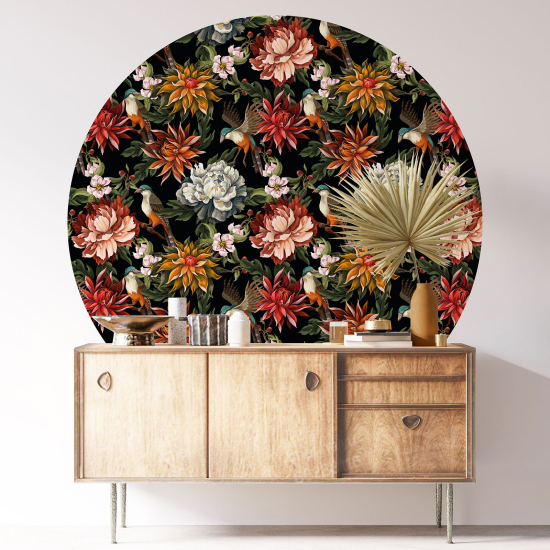 Round / Circle Wall Sticker - Floral pattern