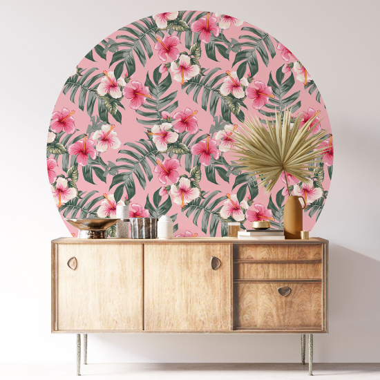 Round / Circle Wall Sticker - Floral pattern