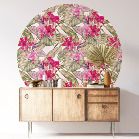 Round / Circle Wall Sticker - Floral pattern