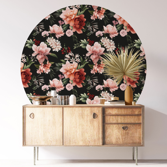 Round / Circle Wall Sticker - Floral pattern