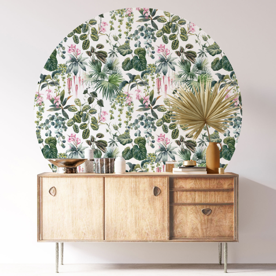 Round / Circle Wall Sticker - Floral pattern