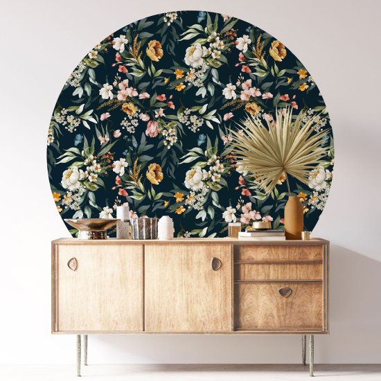 Round / Circle Wall Sticker - Floral pattern