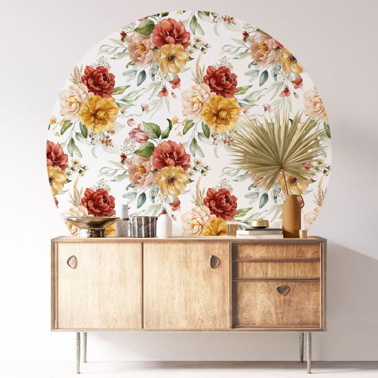 Round / Circle Wall Sticker - Floral pattern