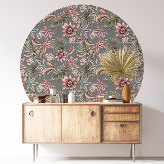 Round / Circle Wall Sticker - Floral pattern