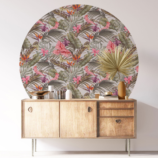 Round / Circle Wall Sticker - Floral pattern