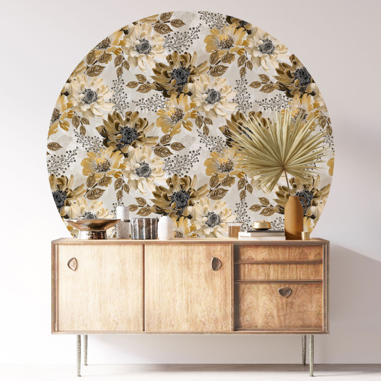 Round / Circle Wall Sticker - Floral pattern