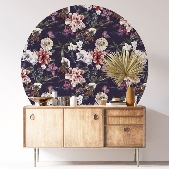 Round / Circle Wall Sticker - Floral pattern