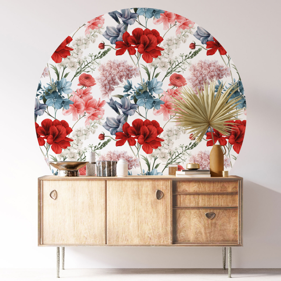 Round / Circle Wall Sticker - Floral pattern