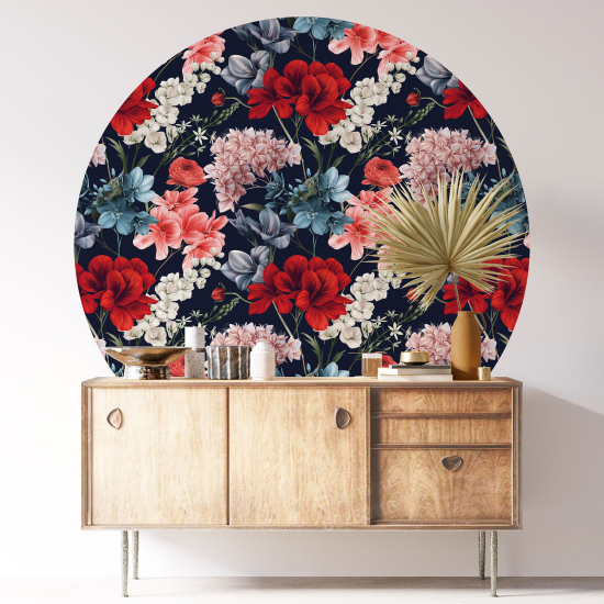 Round / Circle Wall Sticker - Floral pattern