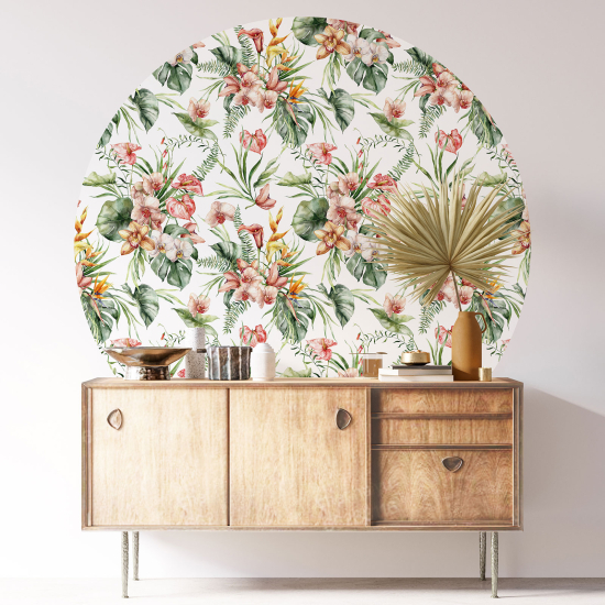 Round / Circle Wall Sticker - Floral pattern