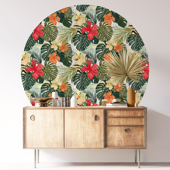 Round / Circle Wall Sticker - Floral pattern