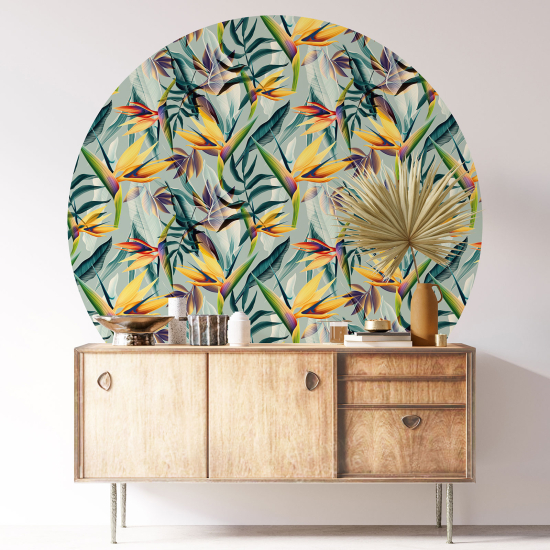 Round / Circle Wall Sticker - Floral pattern