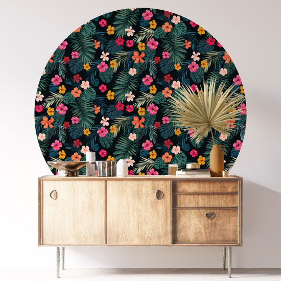 Round / Circle Wall Sticker - Floral pattern