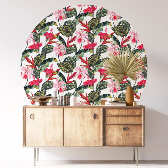 Round / Circle Wall Sticker - Floral pattern