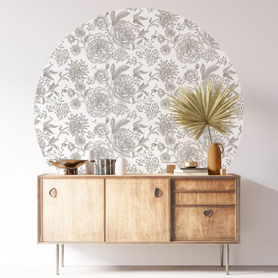 Round / Circle Wall Sticker - Floral pattern