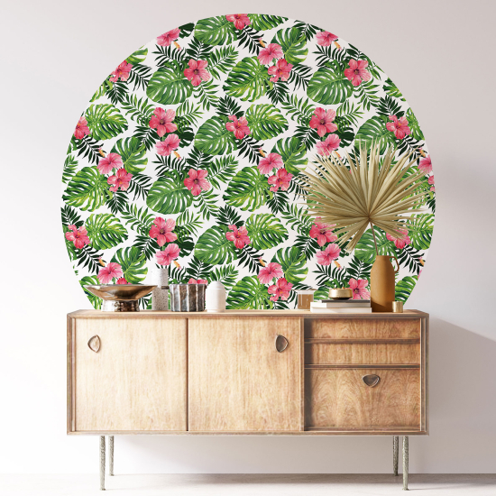 Round / Circle Wall Sticker - Floral pattern