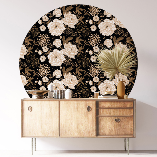 Round / Circle Wall Sticker - Floral pattern