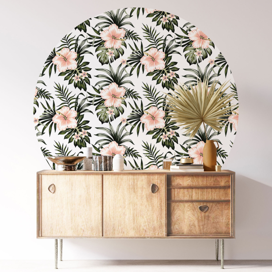 Round / Circle Wall Sticker - Floral pattern