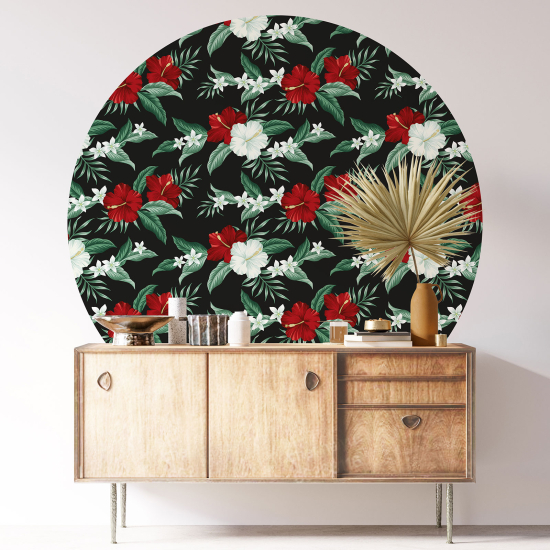 Round / Circle Wall Sticker - Floral pattern