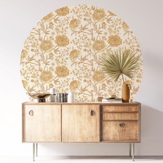 Round / Circle Wall Sticker - Floral pattern