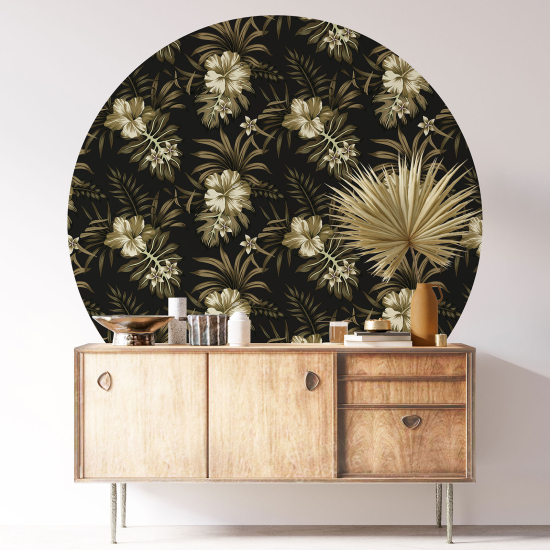 Round / Circle Wall Sticker - Floral pattern