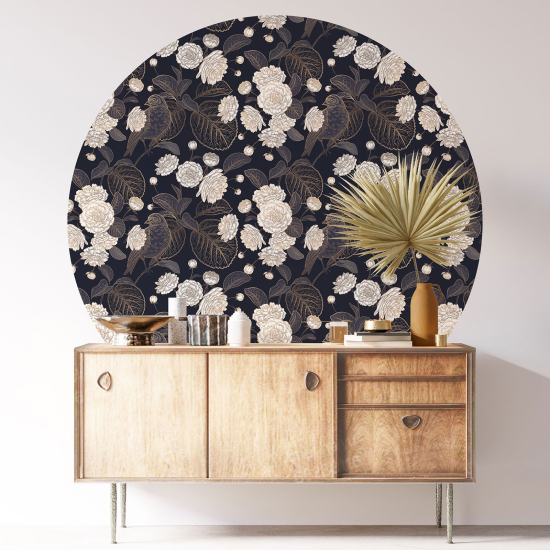 Round / Circle Wall Sticker - Floral pattern