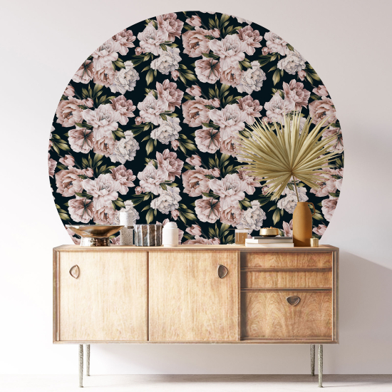 Round / Circle Wall Sticker - Floral pattern