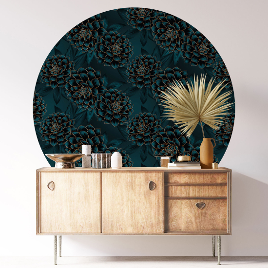 Round / Circle Wall Sticker - Floral pattern