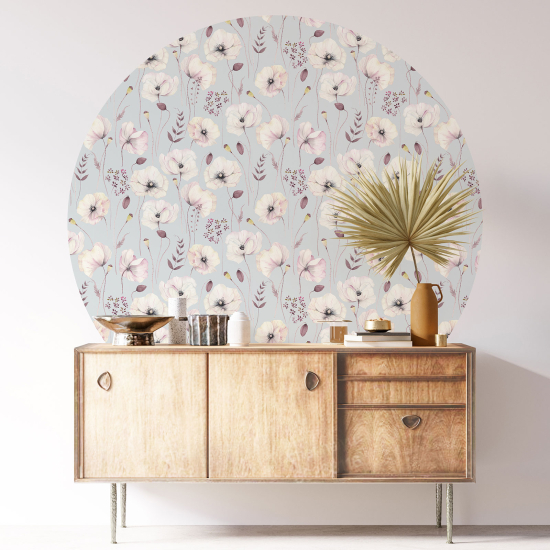 Round / Circle Wall Sticker - Floral pattern