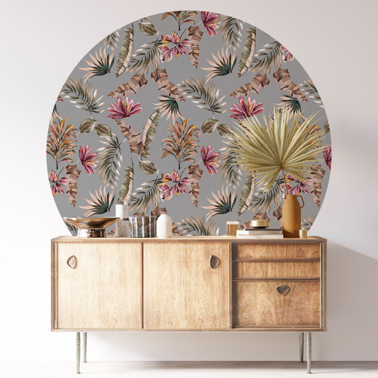 Round / Circle Wall Sticker - Floral pattern