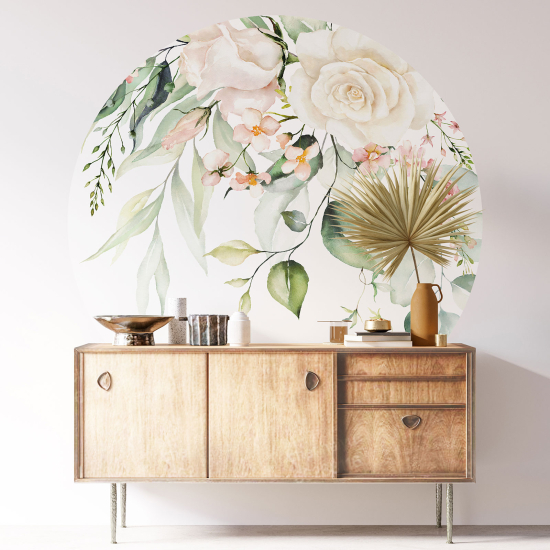 Round / Circle Wall Sticker - Floral pattern