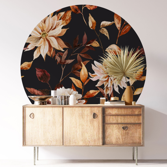 Round / Circle Wall Sticker - Floral pattern