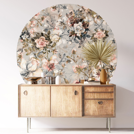 Round / Circle Wall Sticker - Floral pattern