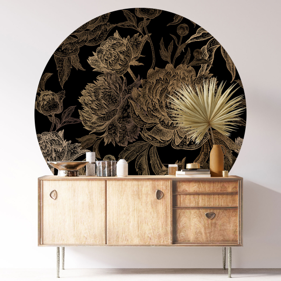 Round / Circle Wall Sticker - Floral pattern