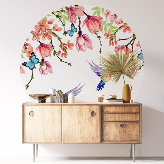 Round / Circle Wall Sticker - Floral pattern