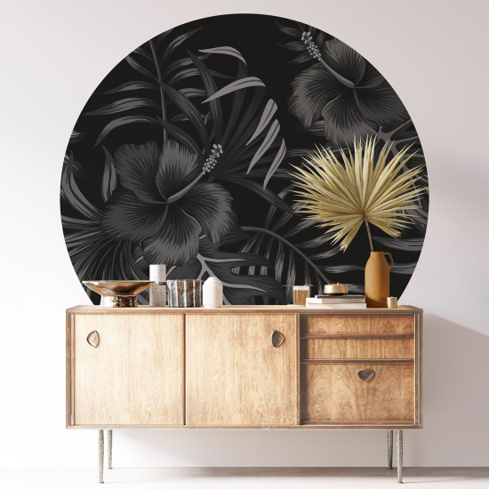 Round / Circle Wall Sticker - Floral pattern