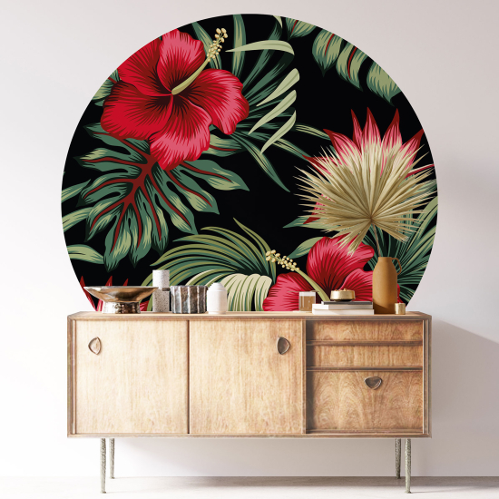 Round / Circle Wall Sticker - Floral pattern