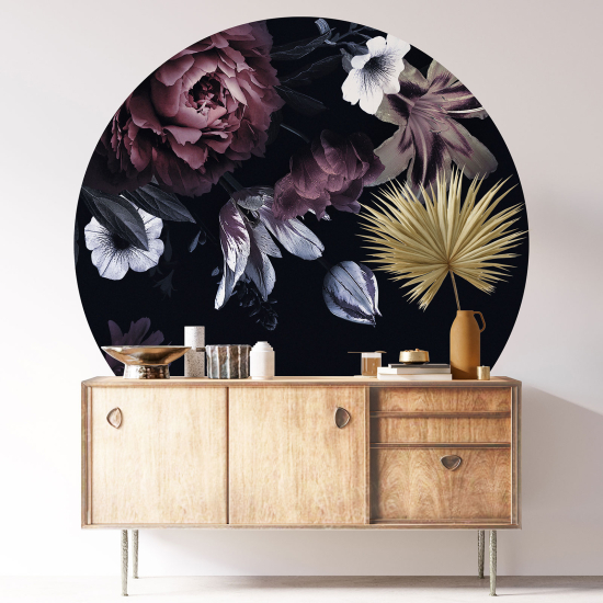 Round / Circle Wall Sticker - Floral pattern