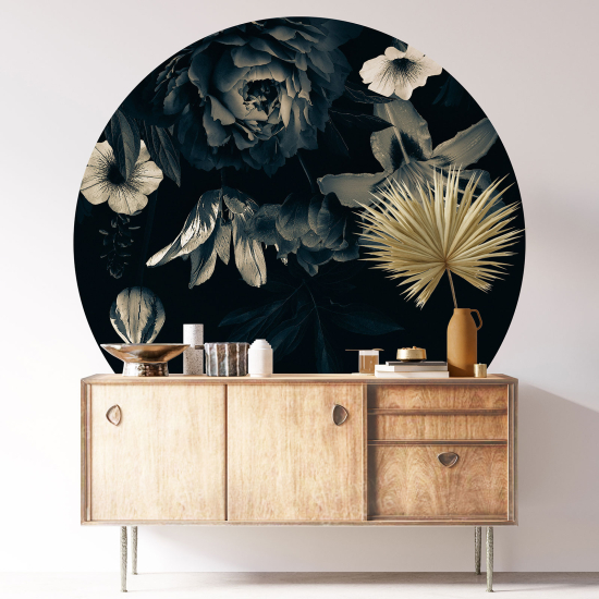 Round / Circle Wall Sticker - Floral pattern