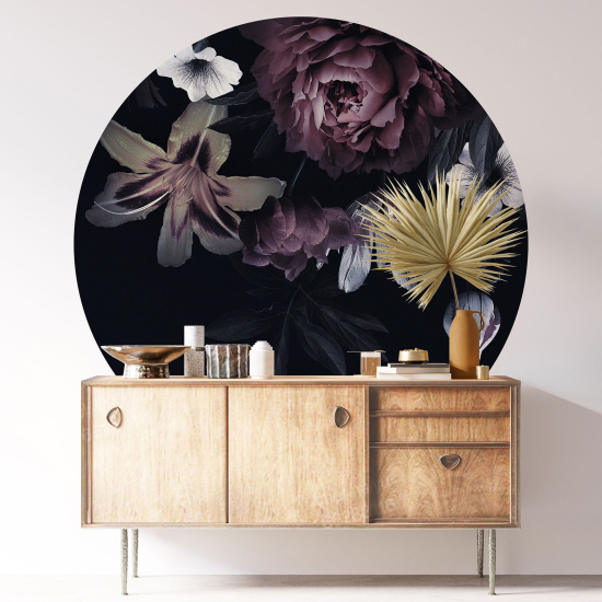 Round / Circle Wall Sticker - Floral pattern