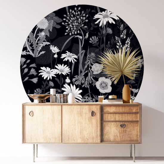 Round / Circle Wall Sticker - Floral pattern