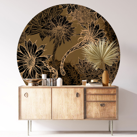 Round / Circle Wall Sticker - Floral pattern