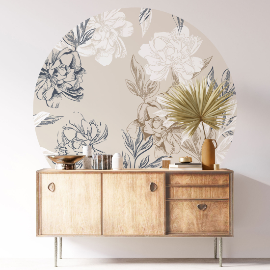 Round / Circle Wall Sticker - Floral pattern