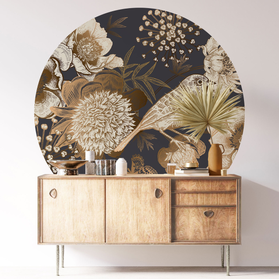 Round / Circle Wall Sticker - Floral pattern