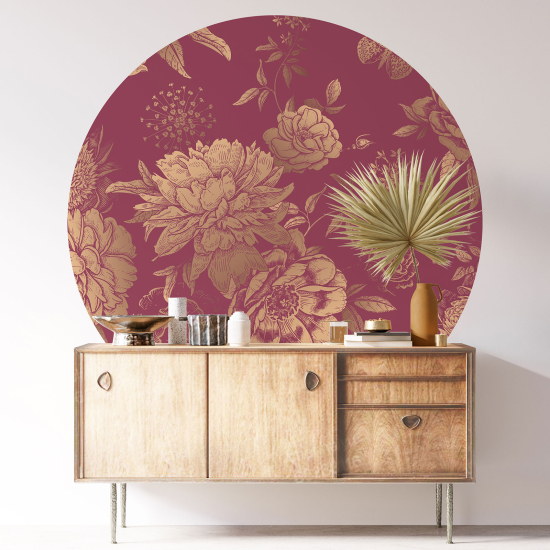 Round / Circle Wall Sticker - Floral pattern