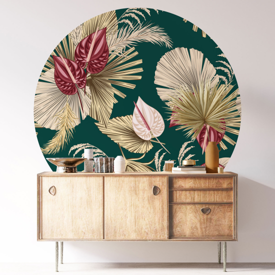 Round / Circle Wall Sticker - Floral pattern