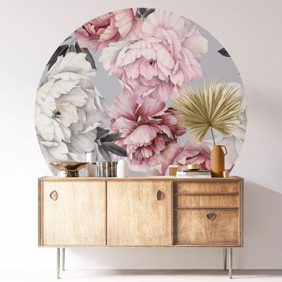 Round / Circle Wall Sticker - Floral pattern