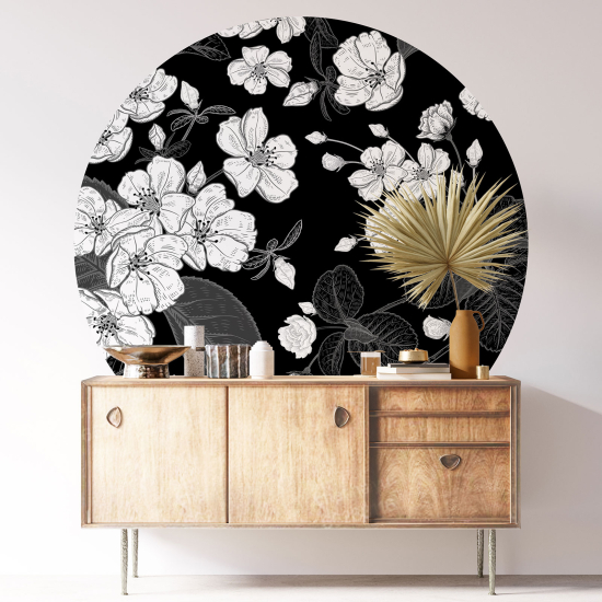 Round / Circle Wall Sticker - Floral pattern